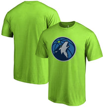 Load image into Gallery viewer, Minnesota Timberwolves Primary Logo T-Shirt - Neon Green NBA Guys Tee
