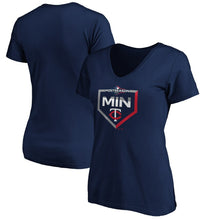 Load image into Gallery viewer, Minnesota Twins Women&#39;s 2019 Postseason Dugout Authentic Plus Size V-Neck T-Shirt - Navy MLB Ladies V-Neck
