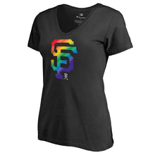 Load image into Gallery viewer, San Francisco Giants Women&#39;s Pride T-Shirt - Black MLB Ladies V-Neck
