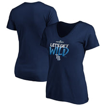 Load image into Gallery viewer, Tampa Bay Rays Women&#39;s 2019 Postseason Locker Room V-Neck T-Shirt - Navy MLB Ladies V-Neck
