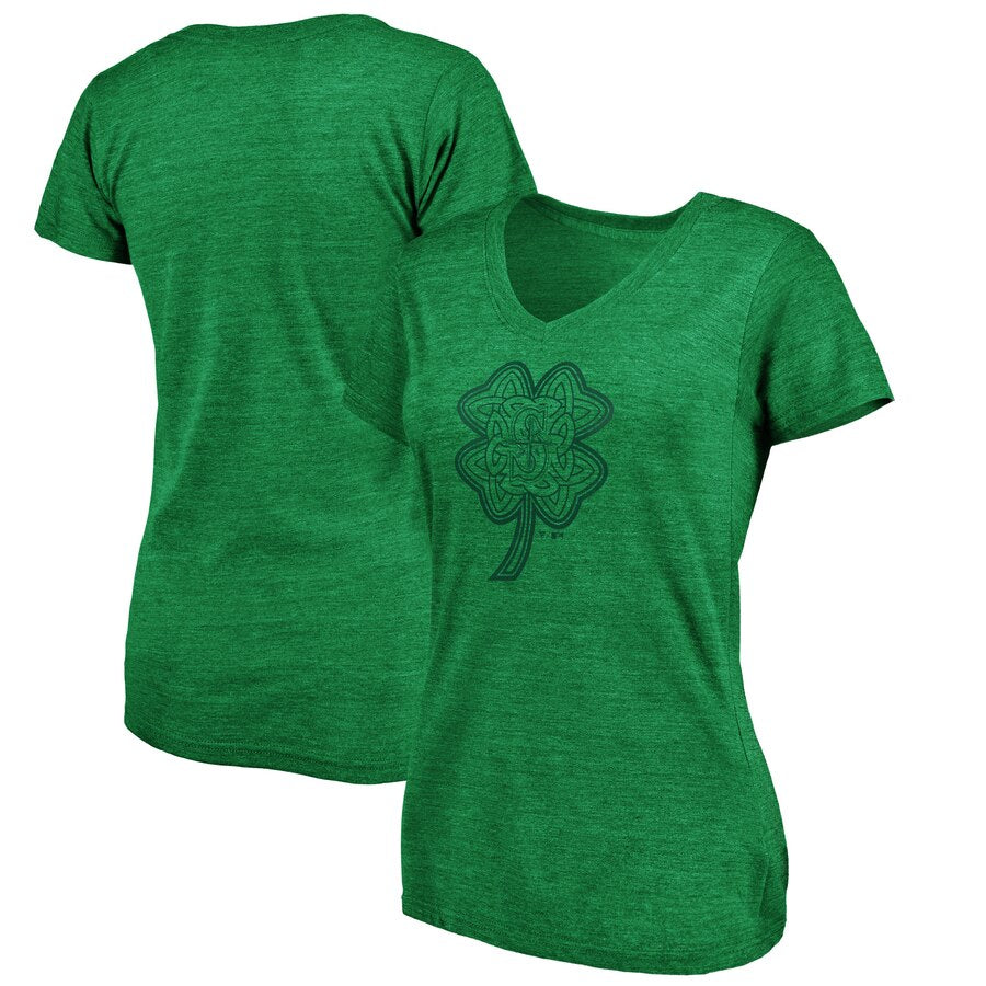 Seattle Mariners Women's St. Patrick's Day Celtic Charm Tri-Blend V-Neck T-Shirt - Green MLB Ladies V-Neck