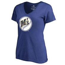 Load image into Gallery viewer, Seattle Mariners Women&#39;s Cooperstown Collection Huntington V-Neck T-Shirt - Royal MLB Ladies V-Neck
