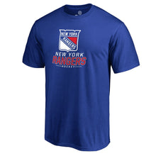 Load image into Gallery viewer, New York Rangers Team Lockup T-Shirt - Blue NHL Guys Tee
