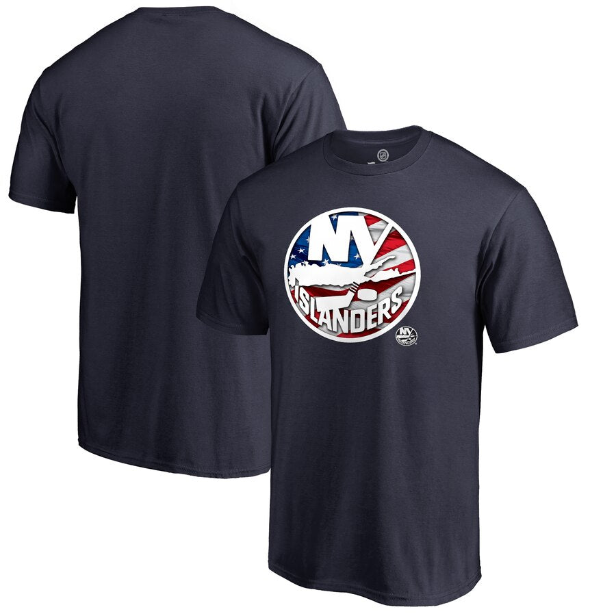 New York Islanders Banner Wave T-Shirt - Navy NHL Guys Tee