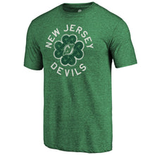Load image into Gallery viewer, New Jersey Devils St. Patrick's Day Luck Tradition Tri-Blend T-Shirt - Heathered Green NHL Guys Tee
