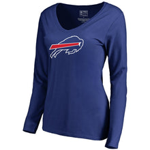 Load image into Gallery viewer, Buffalo Bills Nfl Pro Line Women's Primary Logo V-Neck Long-Sleeve T-Shirt - Royal NFL Ladies V-Neck Long Sleeve
