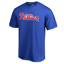 Load image into Gallery viewer, Philadelphia Phillies Team Wordmark T-Shirt - Royal MLB Guys Tee
