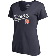 Load image into Gallery viewer, Detroit Tigers Women&#39;s Plus Size Cooperstown Collection Wahconah V-Neck T-Shirt - Navy MLB Ladies V-Neck

