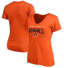 Load image into Gallery viewer, Cincinnati Bengals Nfl Pro Line By Women's Engage Arch V-Neck T-Shirt - Orange NFL LADIES V-Neck
