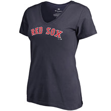 Load image into Gallery viewer, Boston Red Sox Women&#39;s Team Wordmark V-Neck T-Shirt - Navy MLB Ladies V-Neck
