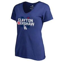 Load image into Gallery viewer, Clayton Kershaw Los Angeles Dodgers Women&#39;s Player Hometown Collection V-Neck T-Shirt - Royal MLB Ladies V-Neck
