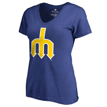Load image into Gallery viewer, Seattle Mariners Women&#39;s Cooperstown Collection Forbes V-Neck T-Shirt - Royal MLB Ladies V-Neck
