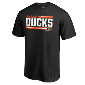 Anaheim Ducks Iconic Collection On Side Stripe T-Shirt - Black NHL Guys Tee