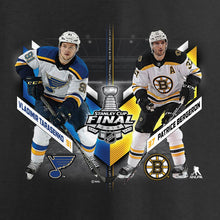 Load image into Gallery viewer, Boston Bruins Vs. St. Louis Blues 2019 Stanley Cup Final Dueling Even Strength Matchup T-Shirt - Black NHL Guys Tee
