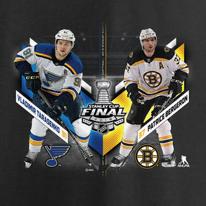 Boston Bruins Vs. St. Louis Blues 2019 Stanley Cup Final Dueling Even Strength Matchup T-Shirt - Black NHL Guys Tee