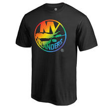 Load image into Gallery viewer, New York Islanders Rainbow Pride T-Shirt - Black NHL Guys Tee
