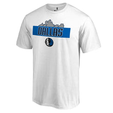 Load image into Gallery viewer, Dallas Mavericks Hometown Collection Skyline T-Shirt - White NBA Guys Tee
