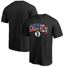 Load image into Gallery viewer, Boston Celtics Banner Wave T-Shirt - Black NBA Guys Tee

