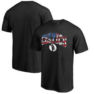 Boston Celtics Banner Wave T-Shirt - Black NBA Guys Tee