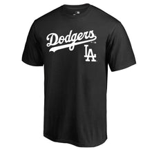 Load image into Gallery viewer, Los Angeles Dodgers Team Lockup T-Shirt - Black MLB Guys Tee
