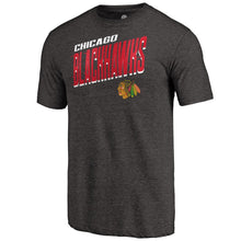 Load image into Gallery viewer, Chicago Blackhawks Slant Strike Tri-Blend T-Shirt - Black NHL Guys Tee

