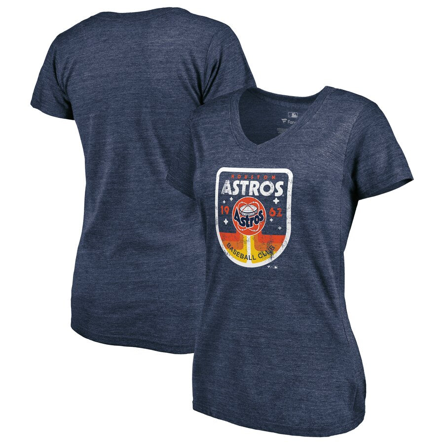 Houston Astros Women's We're On Top Tri-Blend V-Neck T-Shirt - Navy MLB Ladies V-Neck