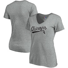 Load image into Gallery viewer, Chicago White Sox Women&#39;s Showtime V-Neck T-Shirt - Heathered Gray MLB Ladies V-Neck
