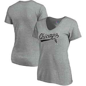Chicago White Sox Women's Showtime V-Neck T-Shirt - Heathered Gray MLB Ladies V-Neck