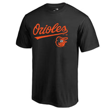 Load image into Gallery viewer, Baltimore Orioles Team Lockup T-Shirt - Black MLB Guys Tee
