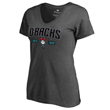 Load image into Gallery viewer, Arizona Diamondbacks Women&#39;s Hometown Collection Snakeskin V-Neck T-Shirt - Heathered Gray MLB Ladies V-Neck
