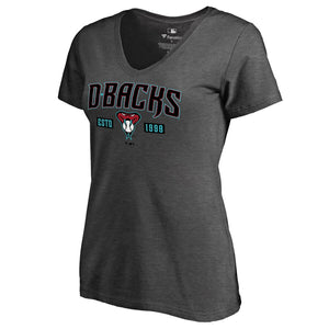 Arizona Diamondbacks Women's Hometown Collection Snakeskin V-Neck T-Shirt - Heathered Gray MLB Ladies V-Neck