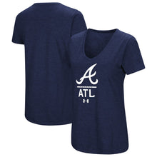 Load image into Gallery viewer, Atlanta Braves Under Armour Women&#39;s Team Lock-Up Performance Tri-Blend V-Neck T-Shirt - Navy MLB Ladies V-Neck
