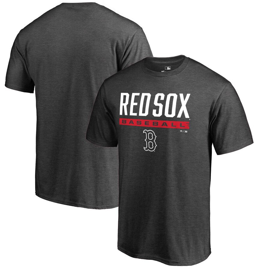 Boston Red Sox Win Stripe T-Shirt - Heathered Charcoal MLB Guys Tee