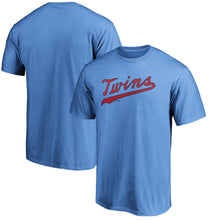 Load image into Gallery viewer, Minnesota Twins Majestic 2020 Alternate Wordmark T-Shirt - Light Blue MLB Guys Tee

