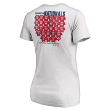 Load image into Gallery viewer, Washington Nationals Women&#39;s 2019 World Series Champions Jersey Roster V-Neck T-Shirt - White MLB Ladies V-Neck
