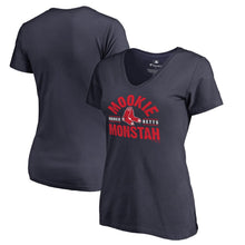 Load image into Gallery viewer, Mookie Betts Boston Red Sox Women&#39;s Player Hometown Collection V-Neck Mookie Monstah T-Shirt - Navy MLB Ladies V-Neck
