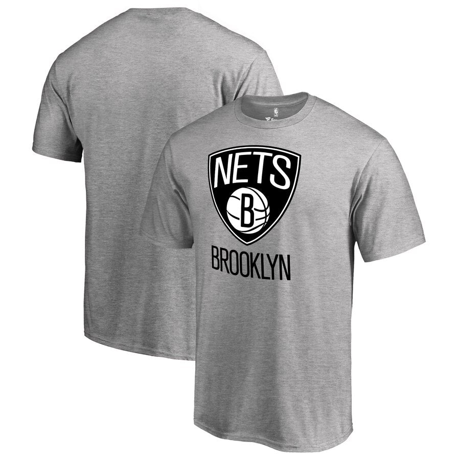 Brooklyn Nets Primary Logo T-Shirt - Heather Gray NBA Guys Tee