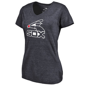 Chicago White Sox Women's Cooperstown Collection Huntington Tri-Blend V-Neck T-Shirt - Navy MLB Ladies V-Neck