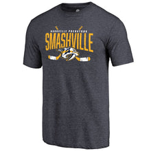 Load image into Gallery viewer, Nashville Predators Hometown Collection Smashville Tri-Blend T-Shirt - Navy NHL Guys Tee
