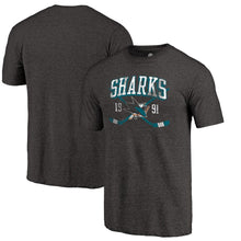 Load image into Gallery viewer, San Jose Sharks Vintage Collection Line Shift Tri-Blend T-Shirt - Black NHL Guys Tee

