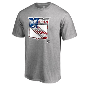 New York Rangers Banner Wave T-Shirt - Ash NHL Guys Tee