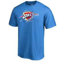 Load image into Gallery viewer, Oklahoma City Thunder Splatter Logo T-Shirt - Blue NBA Guys Tee
