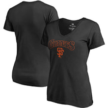 Load image into Gallery viewer, San Francisco Giants Women&#39;s Plus Size Cooperstown Collection Wahconah V-Neck T-Shirt - Black MLB Ladies V-Neck
