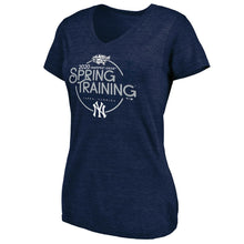Load image into Gallery viewer, New York Yankees Women&#39;s 2020 Spring Training Round Trip Tri-Blend V-Neck T-Shirt - Heathered Navy MLB Ladies V-Neck
