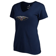 Load image into Gallery viewer, Zion Williamson New Orleans Pelicans Women&#39;s Playmaker Name &amp; Number V-Neck T-Shirt - Navy NBA Ladies V-Neck
