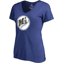 Load image into Gallery viewer, Seattle Mariners Women&#39;s Plus Size Cooperstown Collection Huntington V-Neck T-Shirt - Royal MLB Ladies V-Neck
