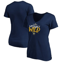 Load image into Gallery viewer, Milwaukee Brewers Women&#39;s 2019 Postseason Locker Room V-Neck T-Shirt - Navy MLB Ladies V-Neck
