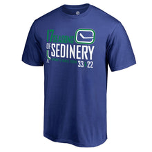 Load image into Gallery viewer, Daniel Sedin &amp; Henrik Sedin Vancouver Canucks 17 Years Of Sedinery T-Shirt - Royal NHL Guys Tee
