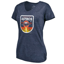 Load image into Gallery viewer, Houston Astros Women&#39;s We&#39;re On Top Tri-Blend V-Neck T-Shirt - Navy MLB Ladies V-Neck
