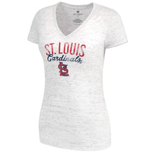 Load image into Gallery viewer, St. Louis Cardinals Let Loose By Rnl Women&#39;s Endless Deep V-Neck T-Shirt - White MLB Ladies V-Neck
